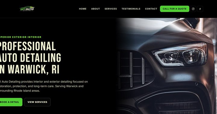 Desktop preview of the SEI Auto Detailing demo website hero section